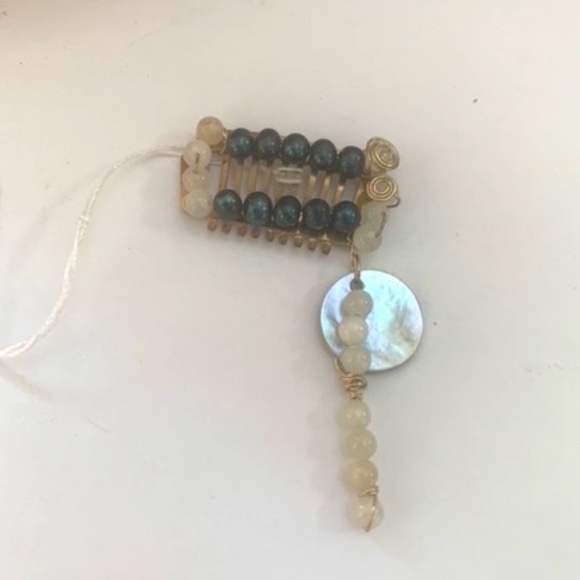 Children's Small Blue & White Handmade Hair Comb - Picture 1 of 7